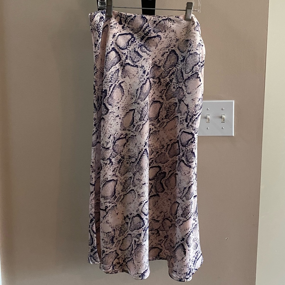 Cotton Candy LA Pink and Navy Snakeskin Midi Skirt